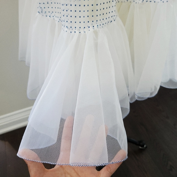 Vintage Bridgerton Maxamilist Swiss Dot Assymetric Ruffle Maxi Dress - Picture 10 of 14